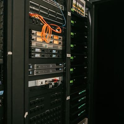 Patched network rack in a data center